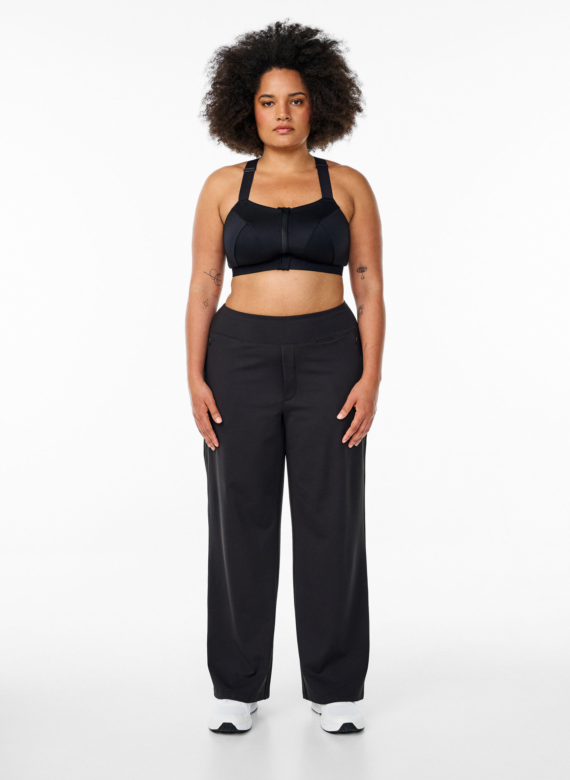 Zizzifashion Stylish workout trousers with a slight flare, Black, Model image number 1