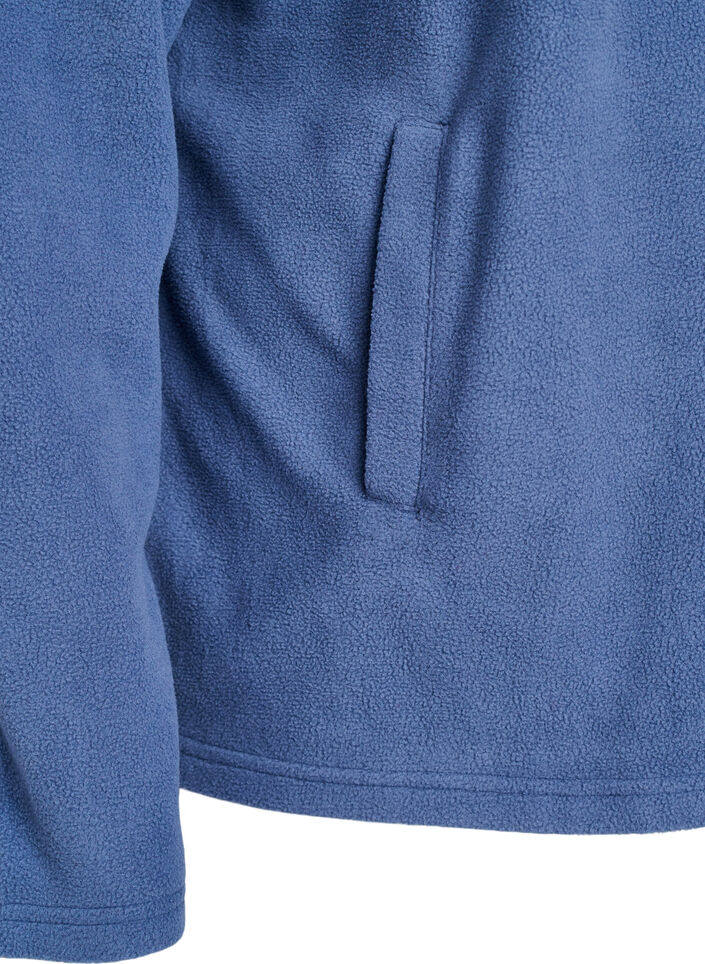 Fleece top with zipper and high collar, Blue, Packshot image number 3