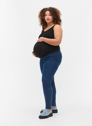 Pregnancy jeggings with back pockets, Dark blue, Model image number 0
