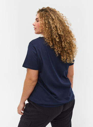 Organic cotton t-shirt with tie-string detail, Navy Blazer, Model image number 1