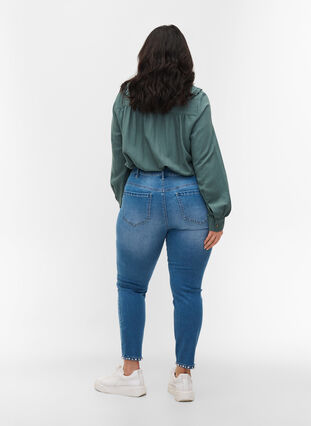 Cropped Amy jeans with beading, Light blue denim, Model image number 1