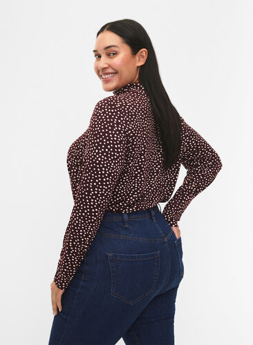 FLASH - Long sleeve blouse with turtleneck, Fudge Dot, Model image number 1