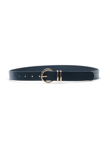 Faux leather belt with gold-colored buckle, Black w. Gold Buckle, Packshot image number 1