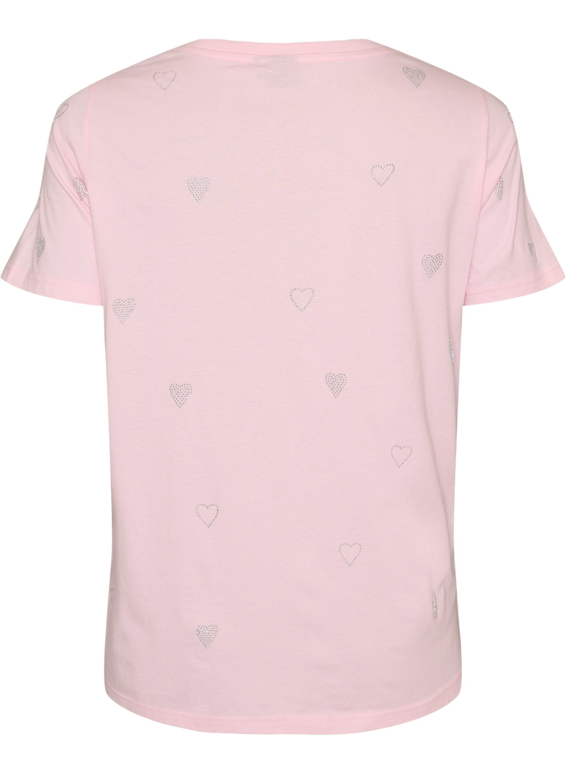 ZizzifashionOrganic cotton t-shirt with hearts, Rose, Packshot image number 1
