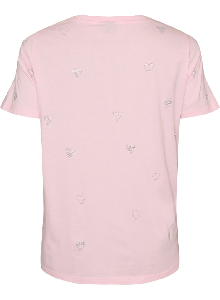 Organic cotton t-shirt with hearts, Rose, Packshot image number 1