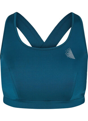 Solid colour cross back sports bra, Deep Teal, Packshot image number 0