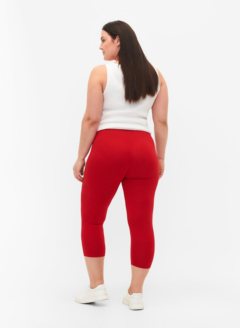 Basic 3/4 leggings in viscose, Red, Model image number 2