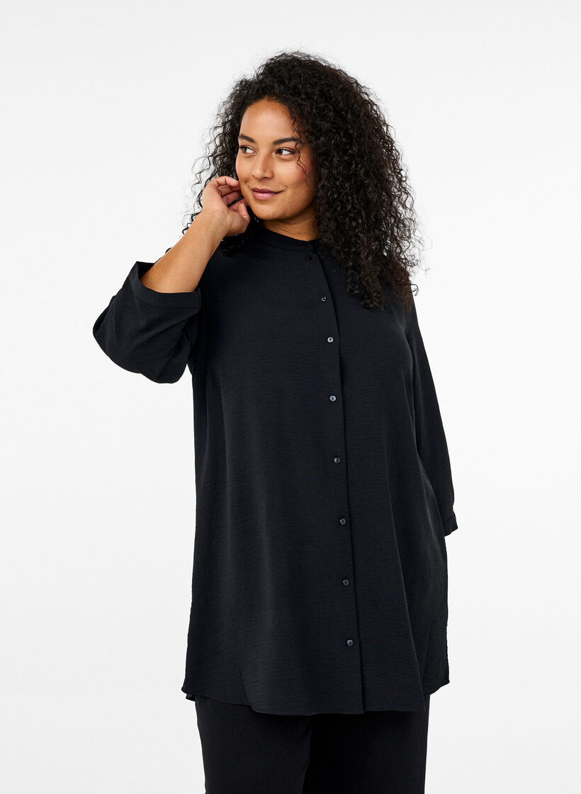 Tunic with 3/4 sleeves, Black, Model image number 0
