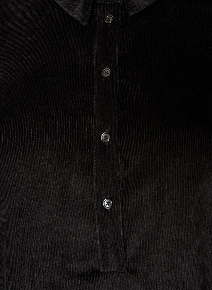 Corduroy shirt dress with collar and button fastening, Black, Packshot image number 2