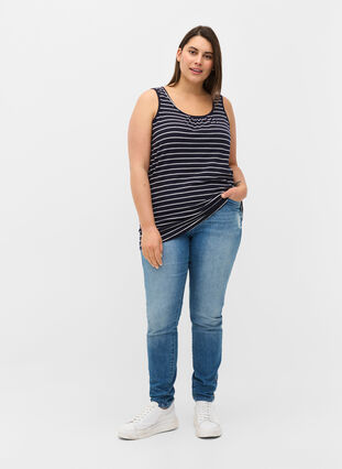 Striped cotton top, Blue Stripe, Model image number 2