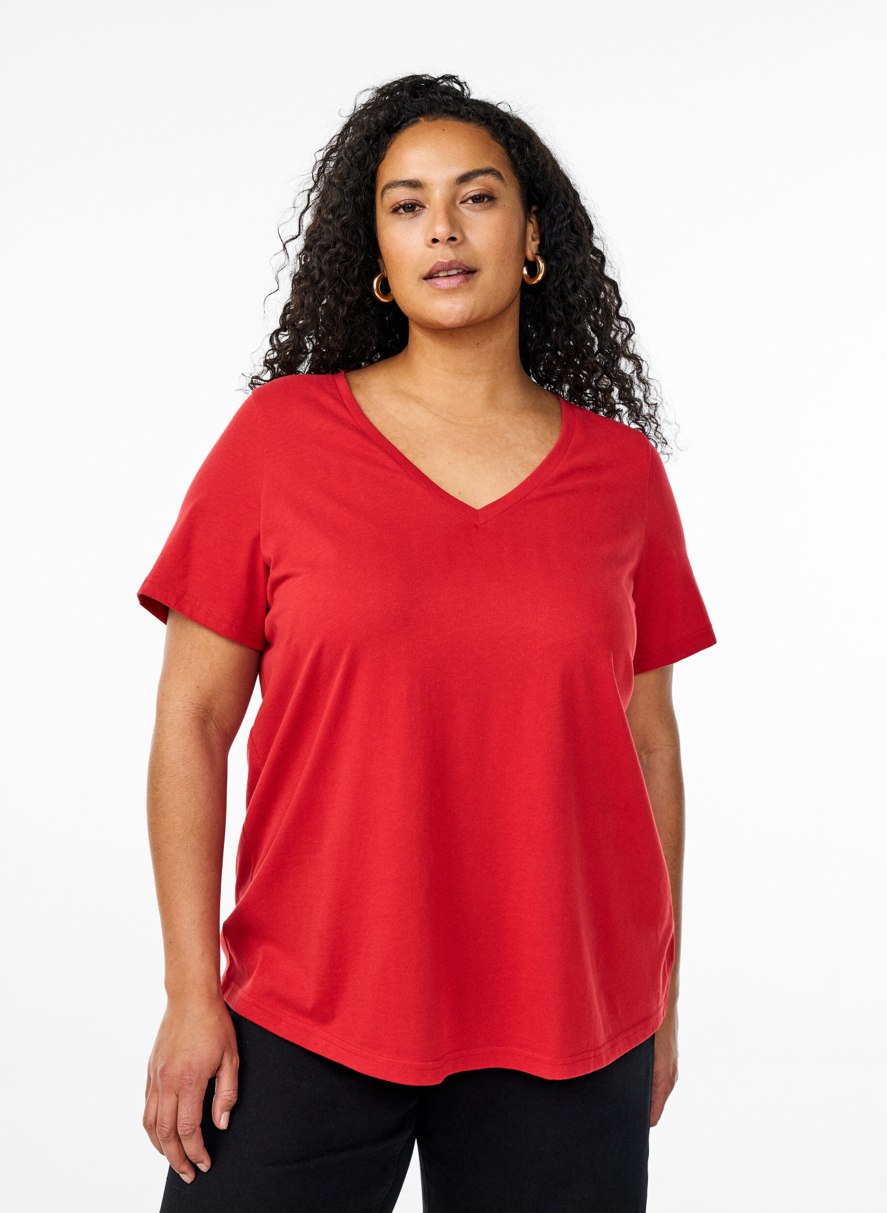 Zizzifashion FLASH - V-neck T-shirt, Red, Model image number 0