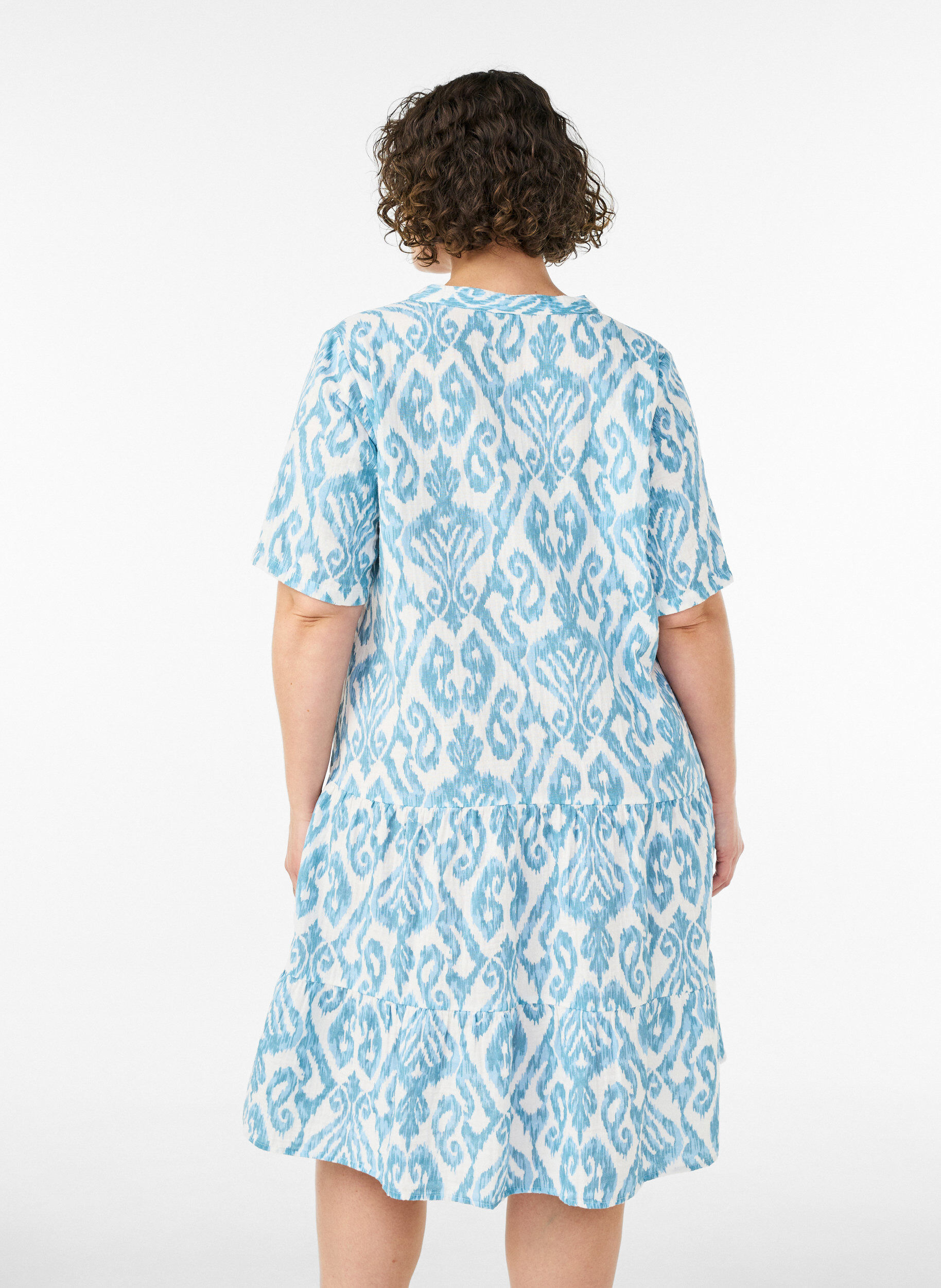 ZizzifashionShort A-line dress in cotton muslin, Vanilla, Model image number 2