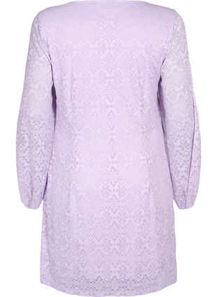 Lace dress with v neck and long sleeves, Pastel Lilac, Packshot image number 1