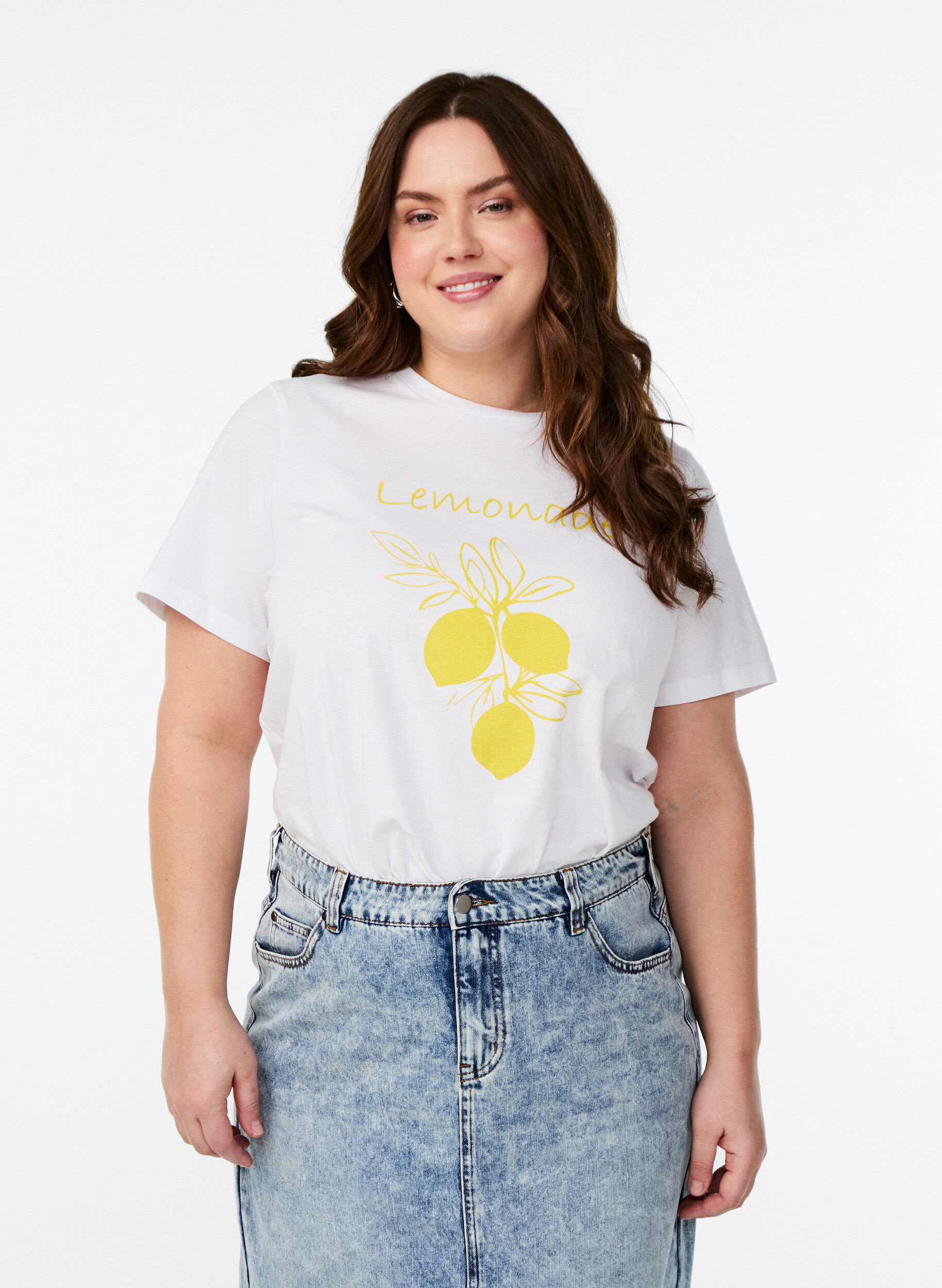 T-shirt with citrus print, White, Model