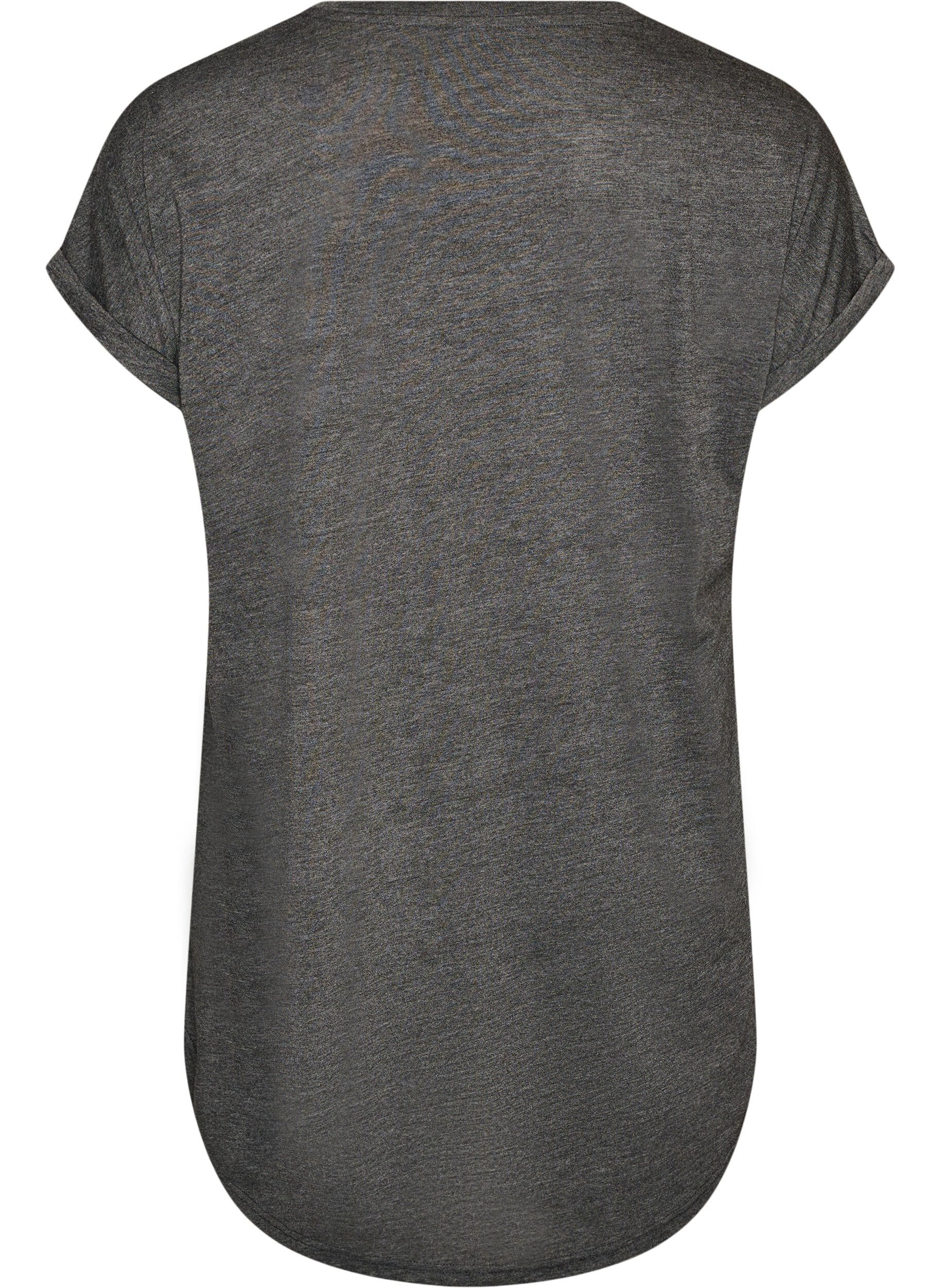 ZizzifashionShort sleeve nightgown with text print, Black, Packshot image number 1