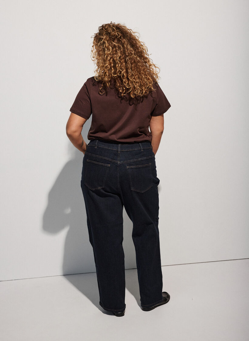 Cotton T-shirt with front print, Brown, Model image number 2