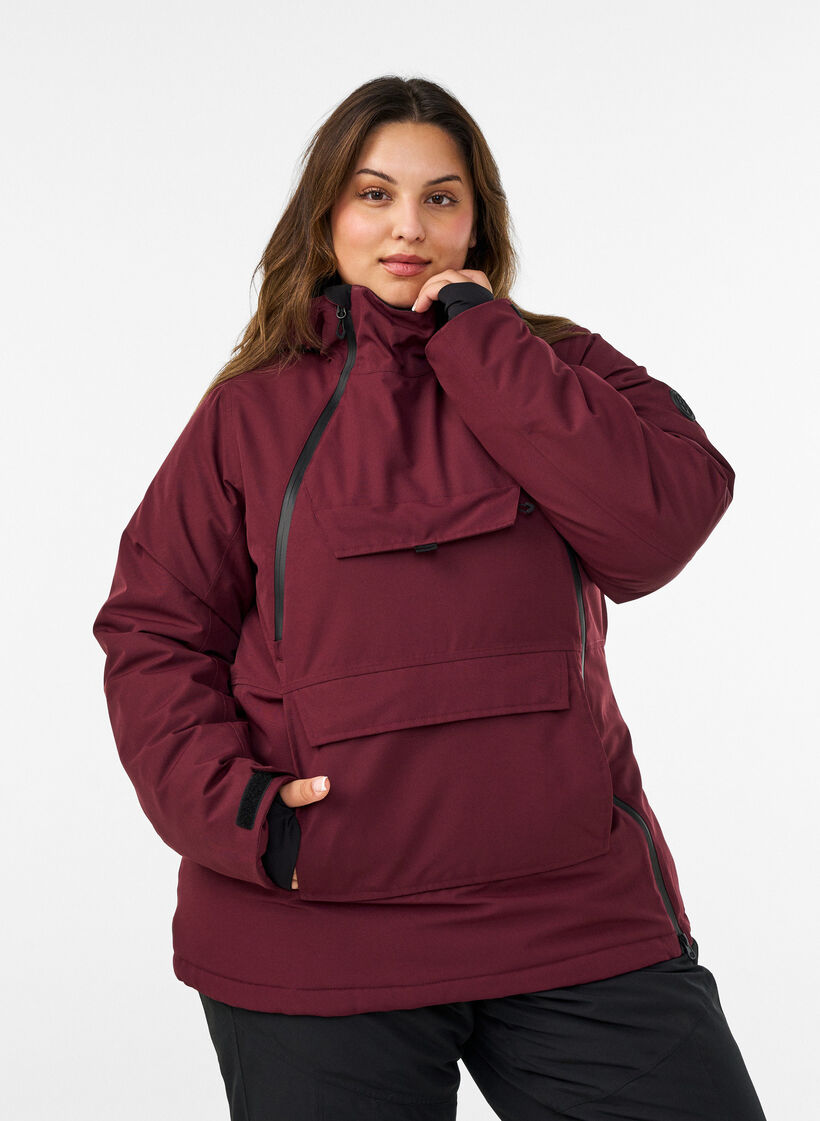 Functional ski anorak with hood, Red, Model image number 0