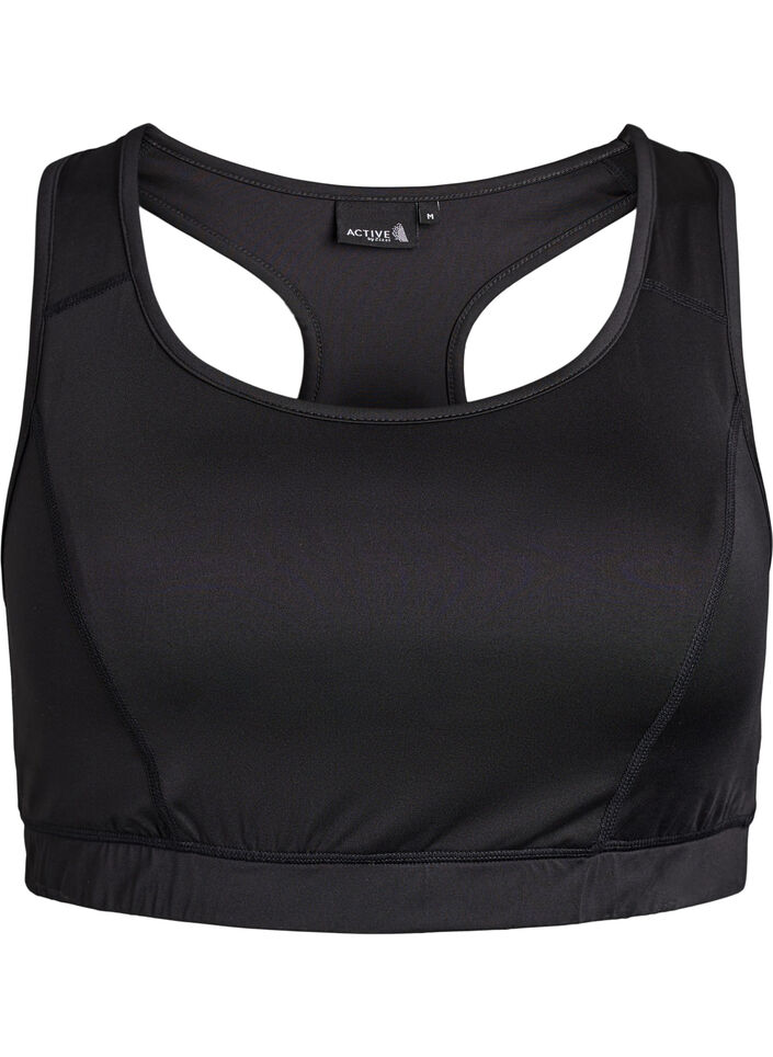 Sports bra with racerback, Black, Packshot