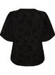 Blouse with floral pattern and balloon sleeves, Black, Packshot image number 1