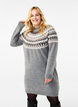 Knitted dress with jacquard pattern and long sleeves, Medium Grey Comb, Model image number 0