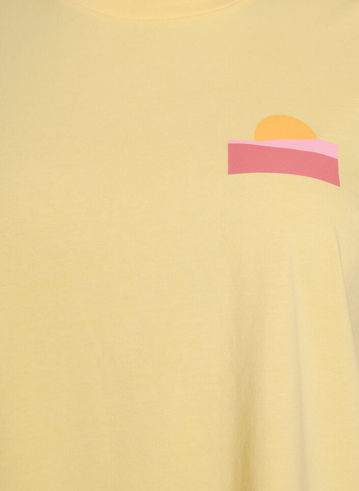 Organic cotton T-shirt with back print, Yellow, Packshot image number 2
