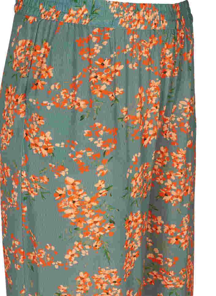 Loose culotte trousers in viscose, Balsam Green Flower, Packshot image number 2