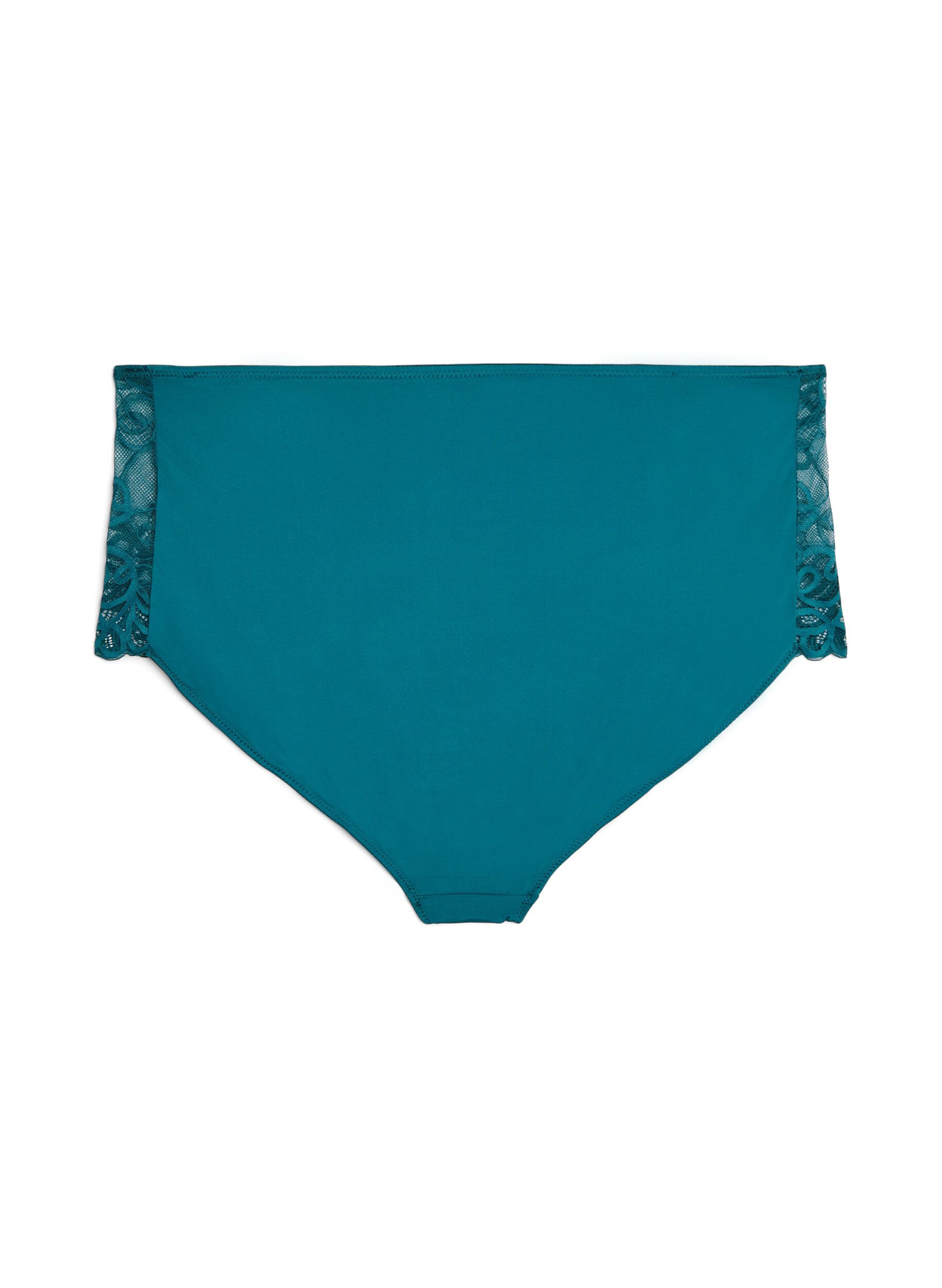 Zizzifashion High-waisted microfibre briefs with lace, Green, Packshot image number 1