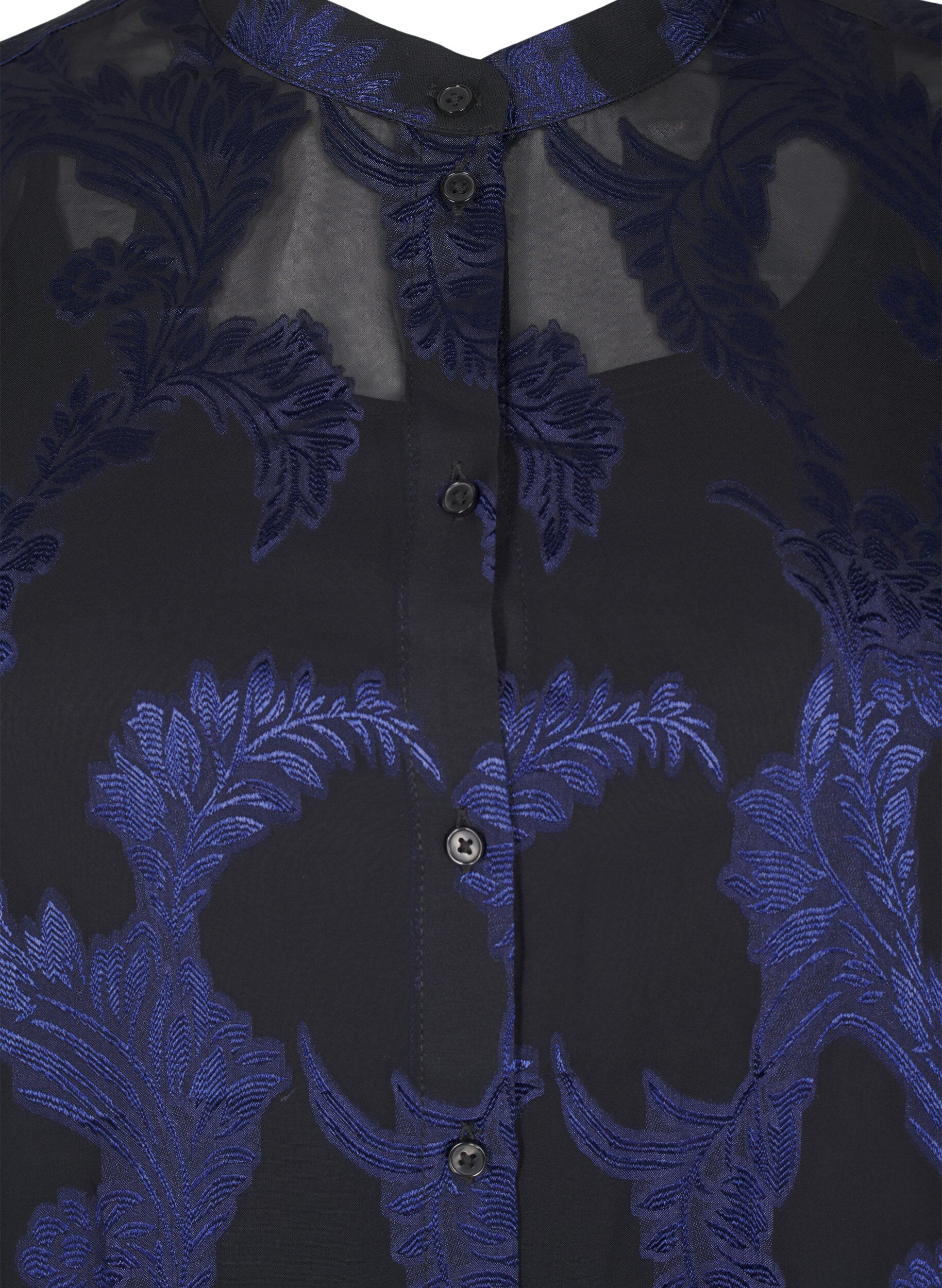 Zizzifashion Chiffon blouse with jacquard pattern, Evening Blue, Packshot image number 2