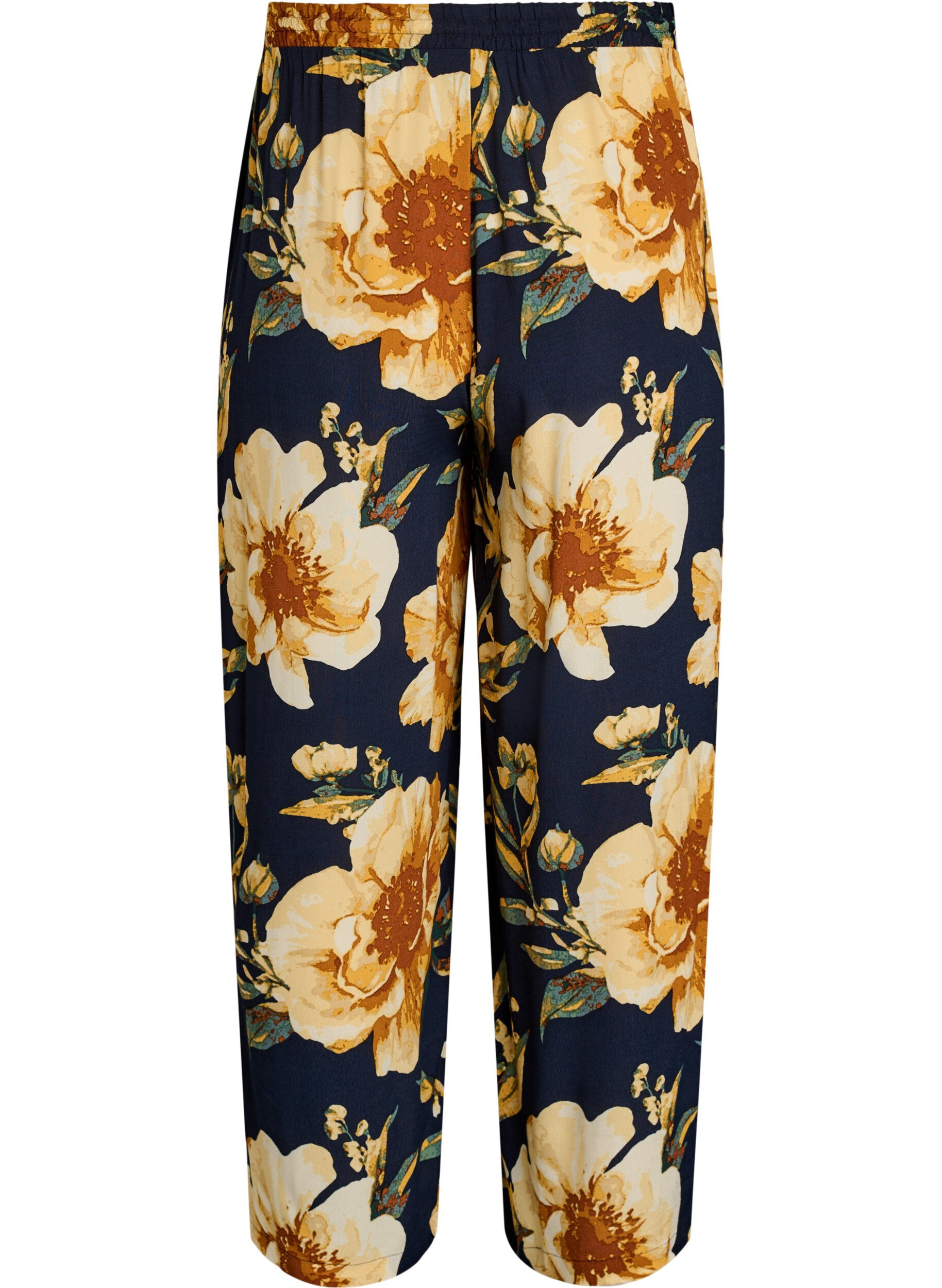 Zizzifashion Loose viscose trousers with print, Blue, Packshot image number 1