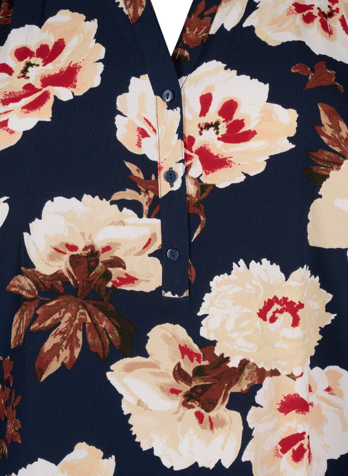 Blouse with short sleeves and v-neck, Blue, Packshot image number 2