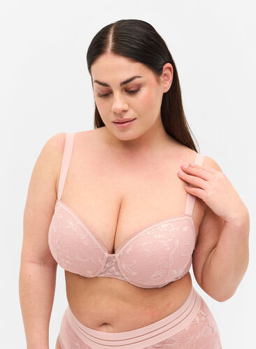 Lace bra with underwire, Pale Mauve, Model image number 0