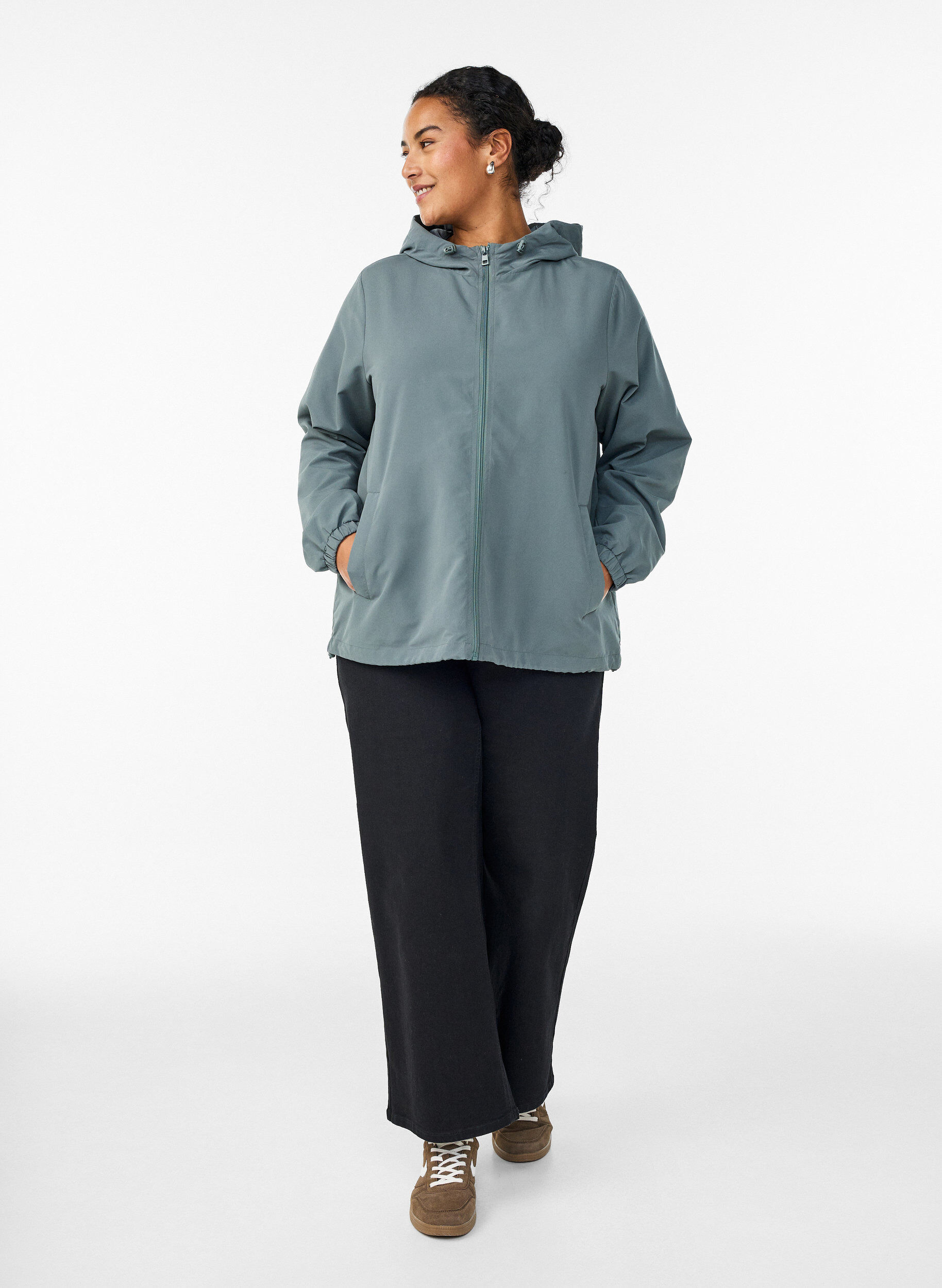 Zizzifashion Lightweight jacket with a hood and zipper, Green, Model image number 1