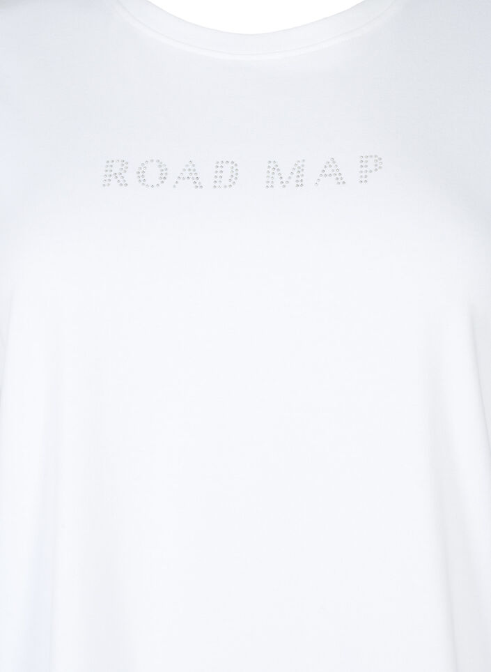 T-shirt in organic cotton with similistones, White, Packshot image number 2
