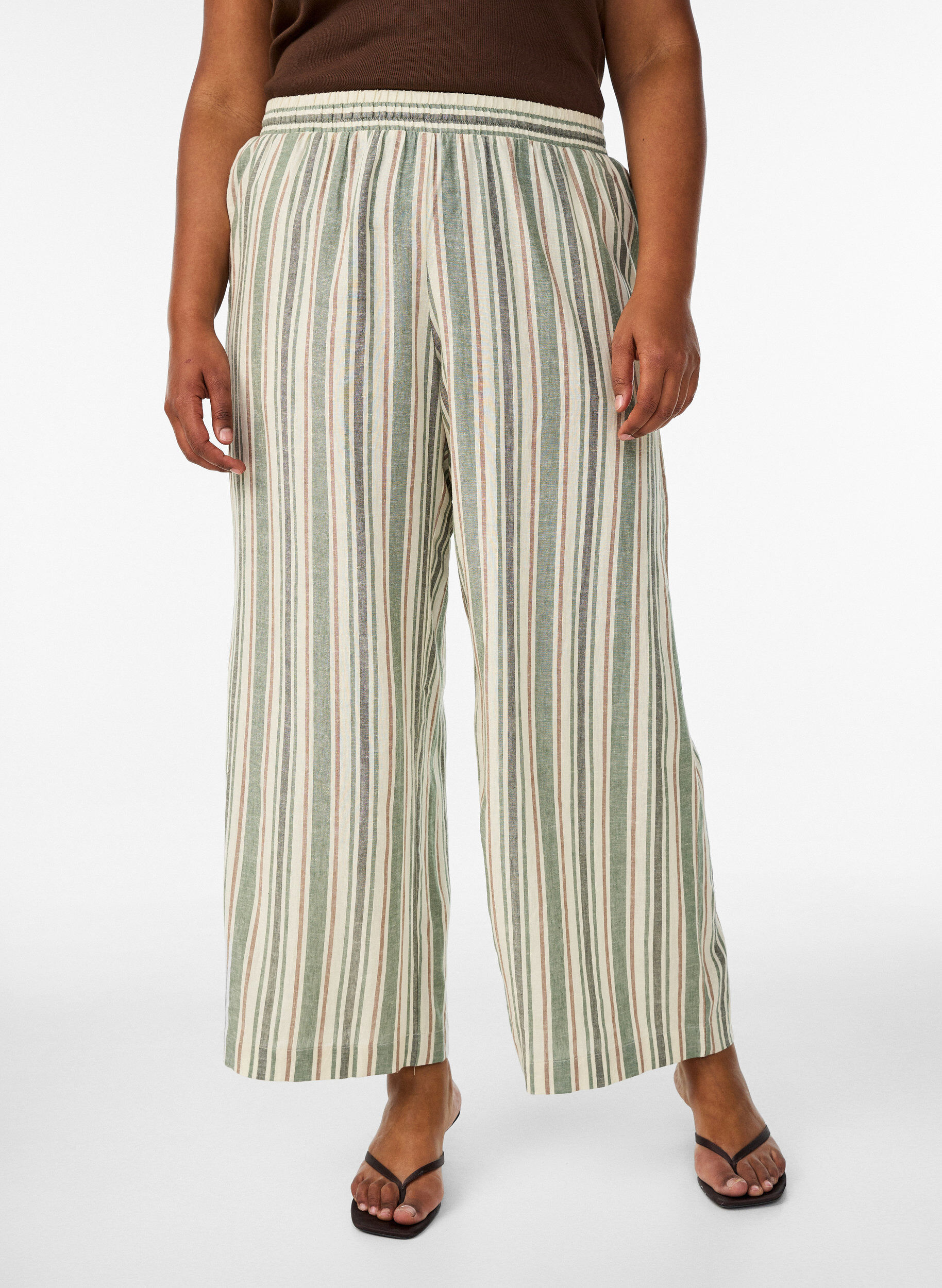 ZizzifashionWide-leg linen and viscose trousers, Vanilla, Model image number 2