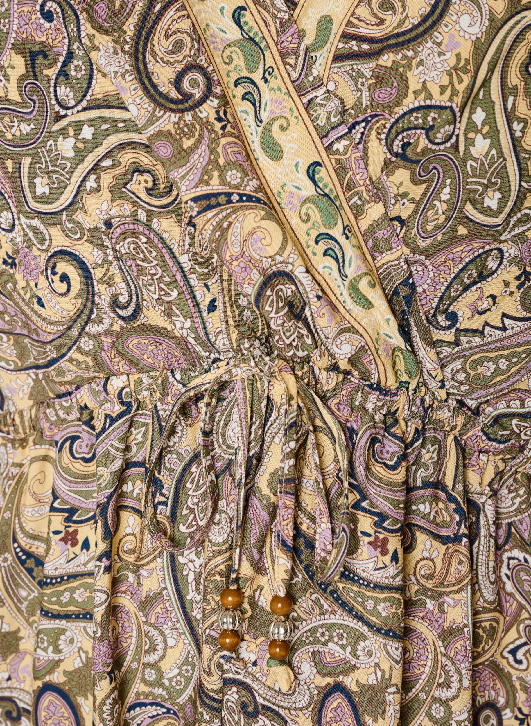 ZizzifashionViscose tunic with paisley print and tie-string, Yellow, Packshot image number 2