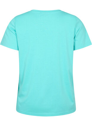 Short sleeve t-shirt with v-neckline, Turquoise, Packshot image number 1