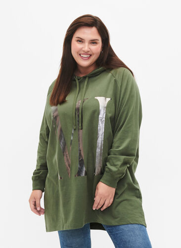 Oversized sweatshirt in organic cotton, Thyme MIND, Model image number 0