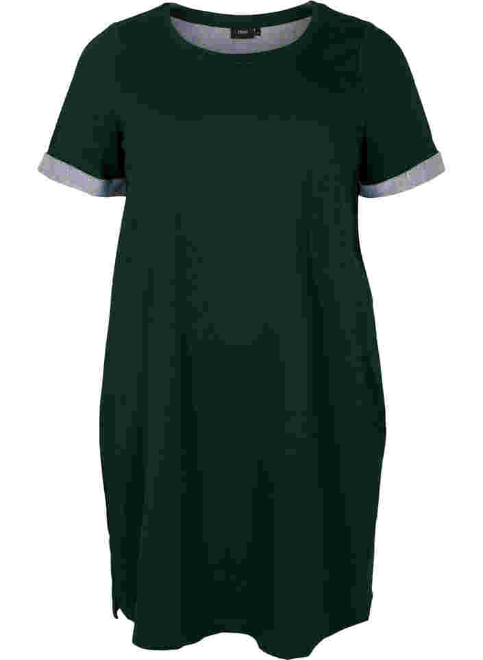Sweater dress with short sleeves and slits, Scarab, Packshot image number 0