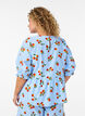 Cotton blouse with tomato print and peplum, Light Blue, Model image number 2