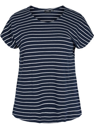Cotton t-shirt with stripes, Blue Stripe, Packshot image number 0