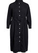 Denim midi dress with a belt and decorative buttons, Black, Packshot image number 0