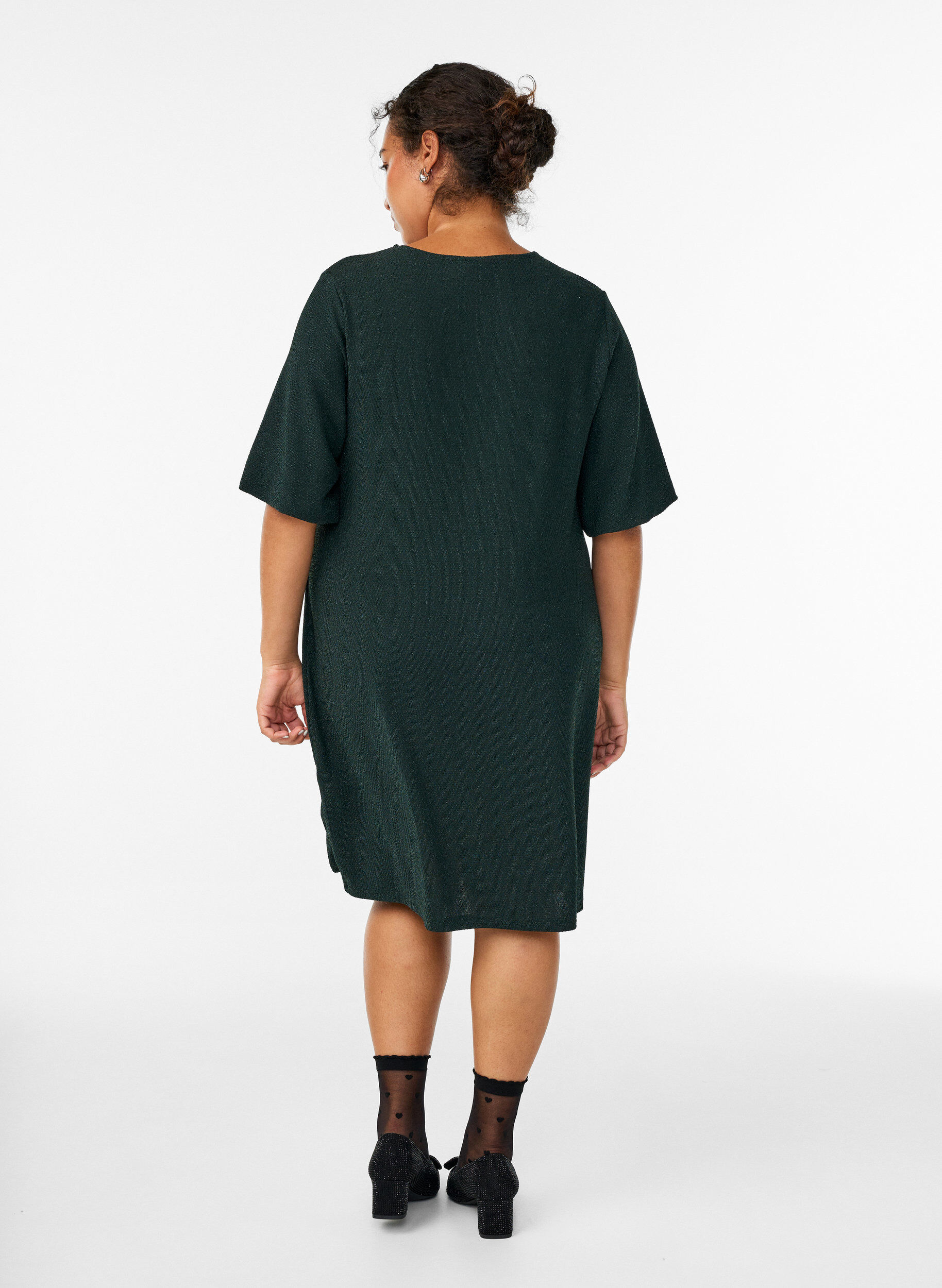 Zizzifashion Short dress with glitter pattern, Green, Model image number 2