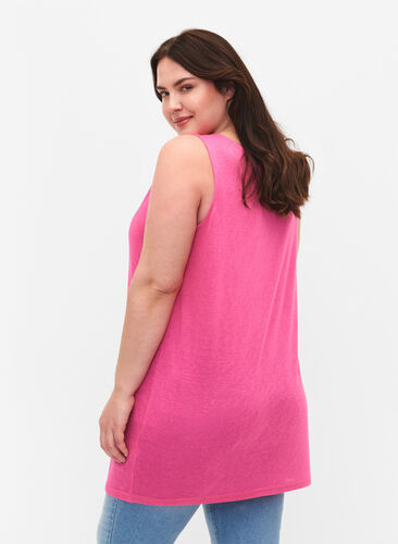 Top with structure and round neckline, Shocking Pink, Model image number 1