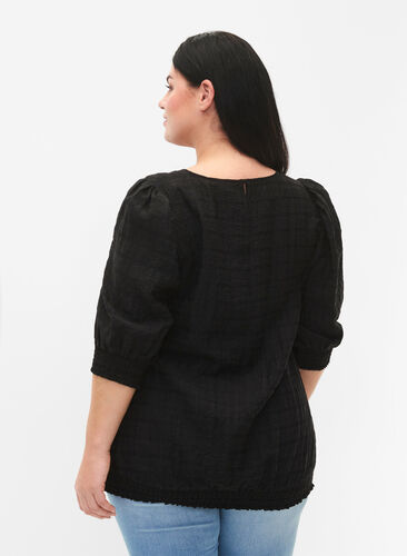 Smock blouse with lyocell (TENCEL™), Black, Model image number 1