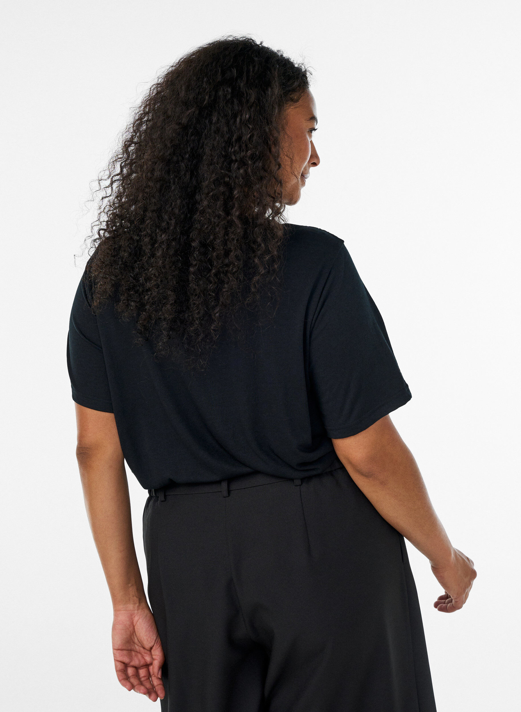 ZizzifashionBlouse with lace insert and balloon sleeves, Black, Model image number 2