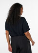 Blouse with lace insert and balloon sleeves, Black, Model image number 2