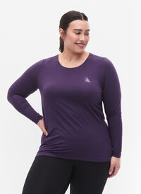 Long-sleeved training shirt, Purple Plumeria, Model