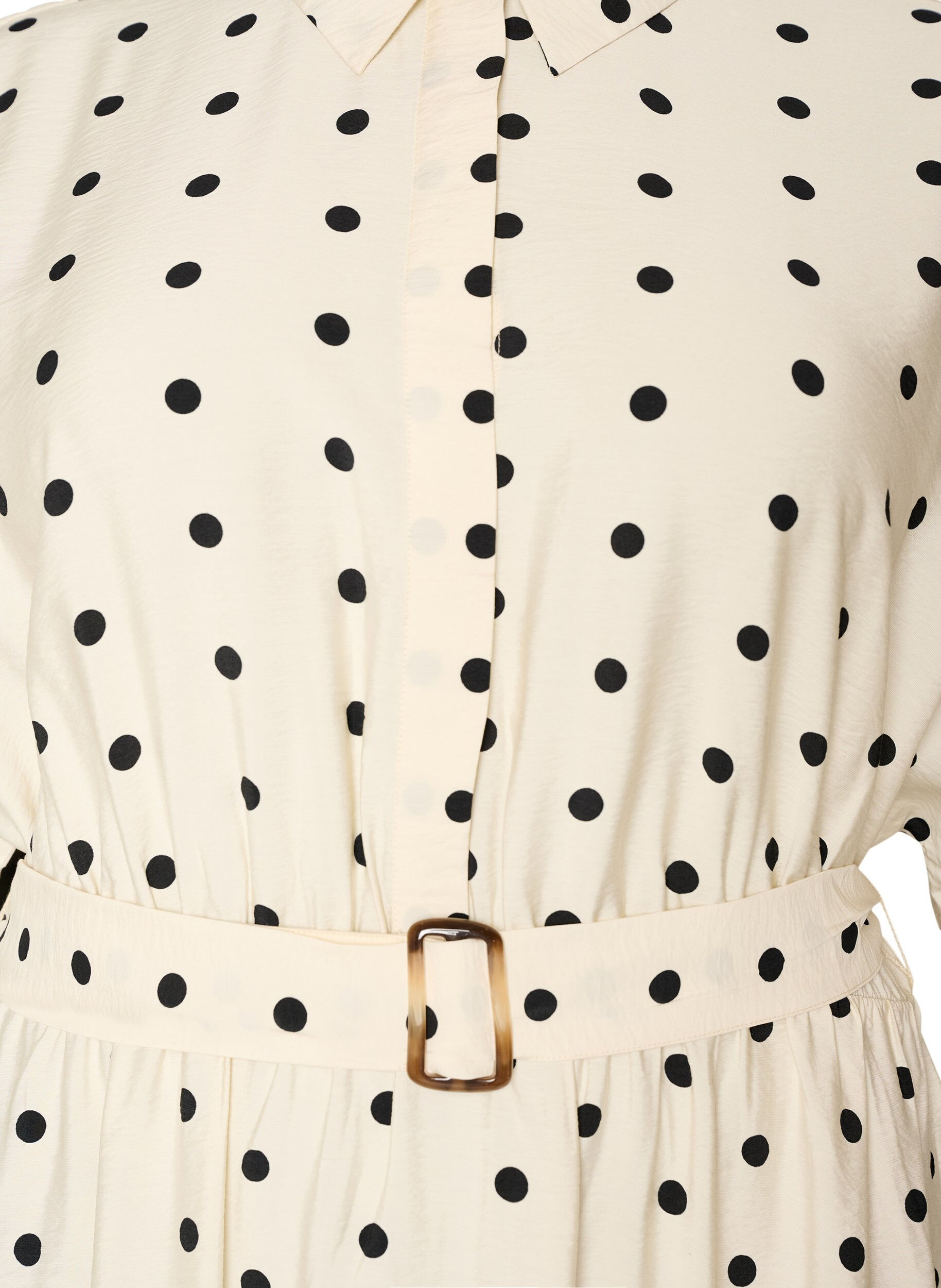 Zizzifashion Midi shirt dress in dotted viscose, Vanilla, Packshot image number 2