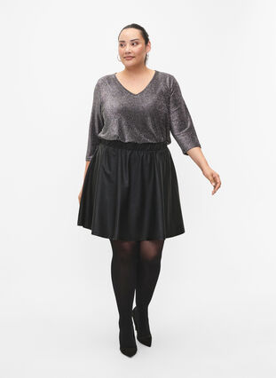 Glitter blouse with 3/4 sleeves, Black Silver , Model image number 3