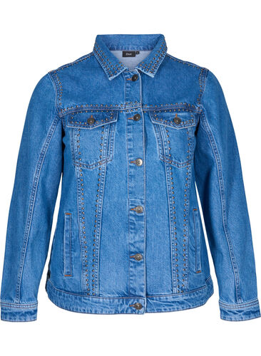 Studded denim jacket, Blue denim, Packshot image number 0